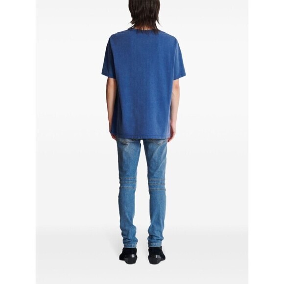 Balmain Navy Blue Cotton Logo Print T-Shirt - NWT